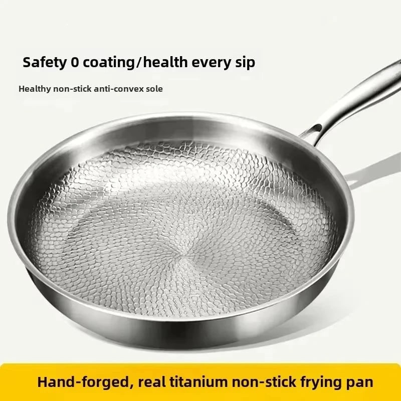 Titanium Non Stick Frying Pan Hammered Stainless Steel Induction Compatible Skillet - Image 4