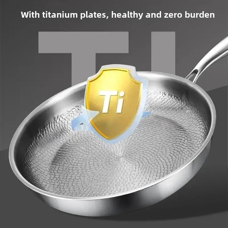 Titanium Non Stick Frying Pan Hammered Stainless Steel Induction Compatible Skillet - Image 5