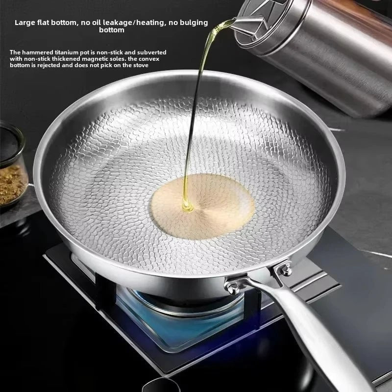 Titanium Non Stick Frying Pan Hammered Stainless Steel Induction Compatible Skillet - Image 6