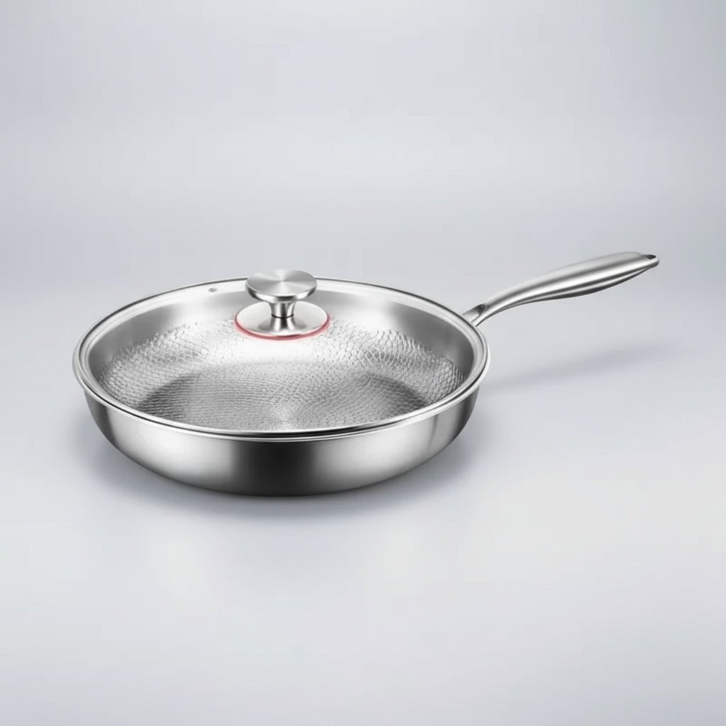 Titanium Non Stick Frying Pan Hammered Stainless Steel Induction Compatible Skillet - Image 7