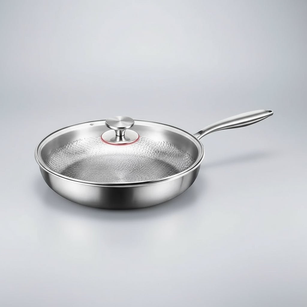 Titanium Non Stick Frying Pan Hammered Stainless Steel Induction Compatible Skillet - Image 8
