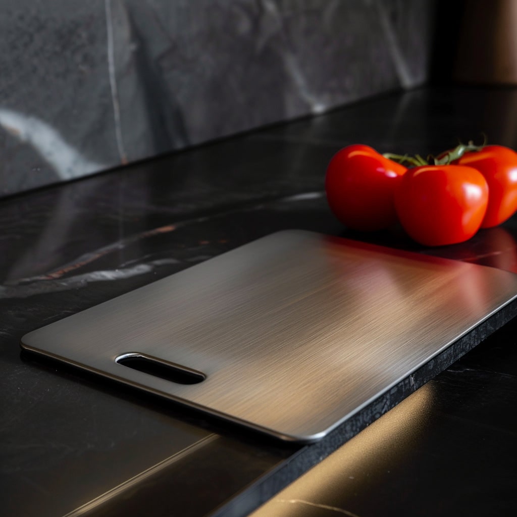 Titanium Stainless Steel Metal Cutting Board Antibacterial Rounded Handle Portable - Image 2