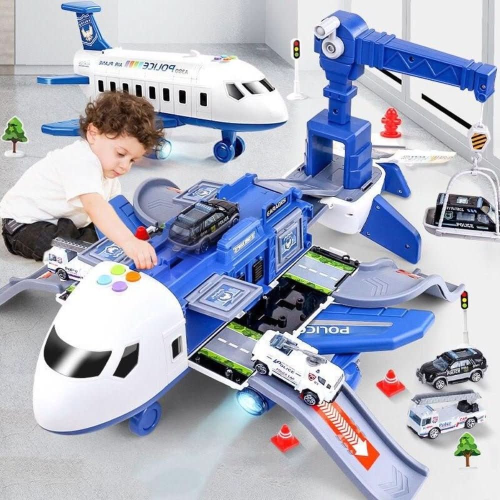 Toy Airplane Playset Foldable Cargo Mini Vehicles Working Crane - Image 1