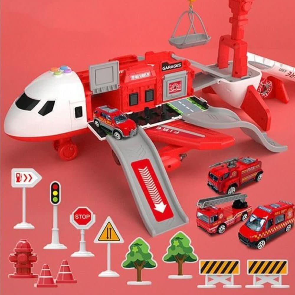 Toy Airplane Playset Foldable Cargo Mini Vehicles Working Crane - Image 2