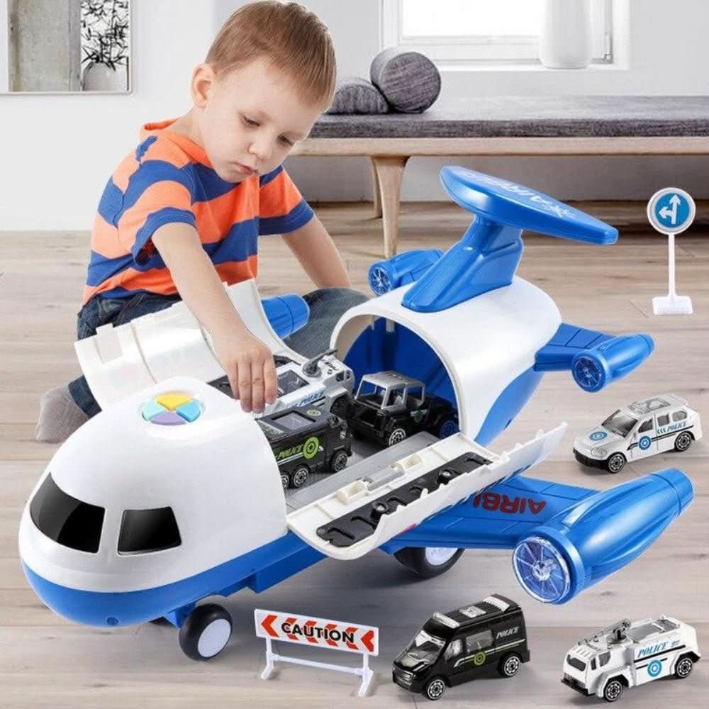 Toy Airplane Playset Foldable Cargo Mini Vehicles Working Crane - Image 4