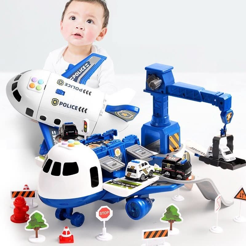 Toy Airplane Playset Foldable Cargo Mini Vehicles Working Crane - Image 6