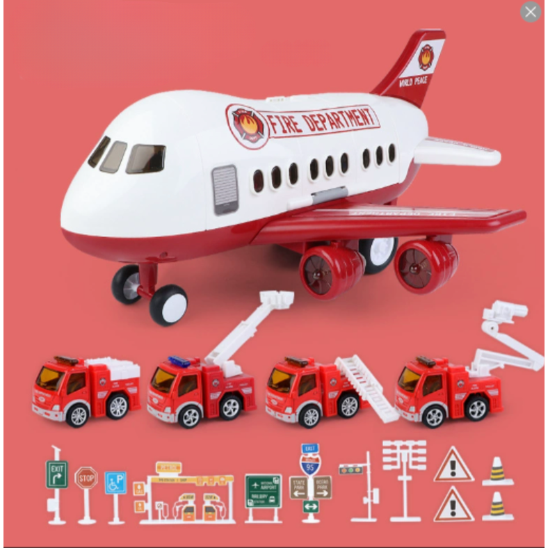 Toy Airplane Playset with Interactive Lights Sounds and Die-Cast Vehicles - Image 11