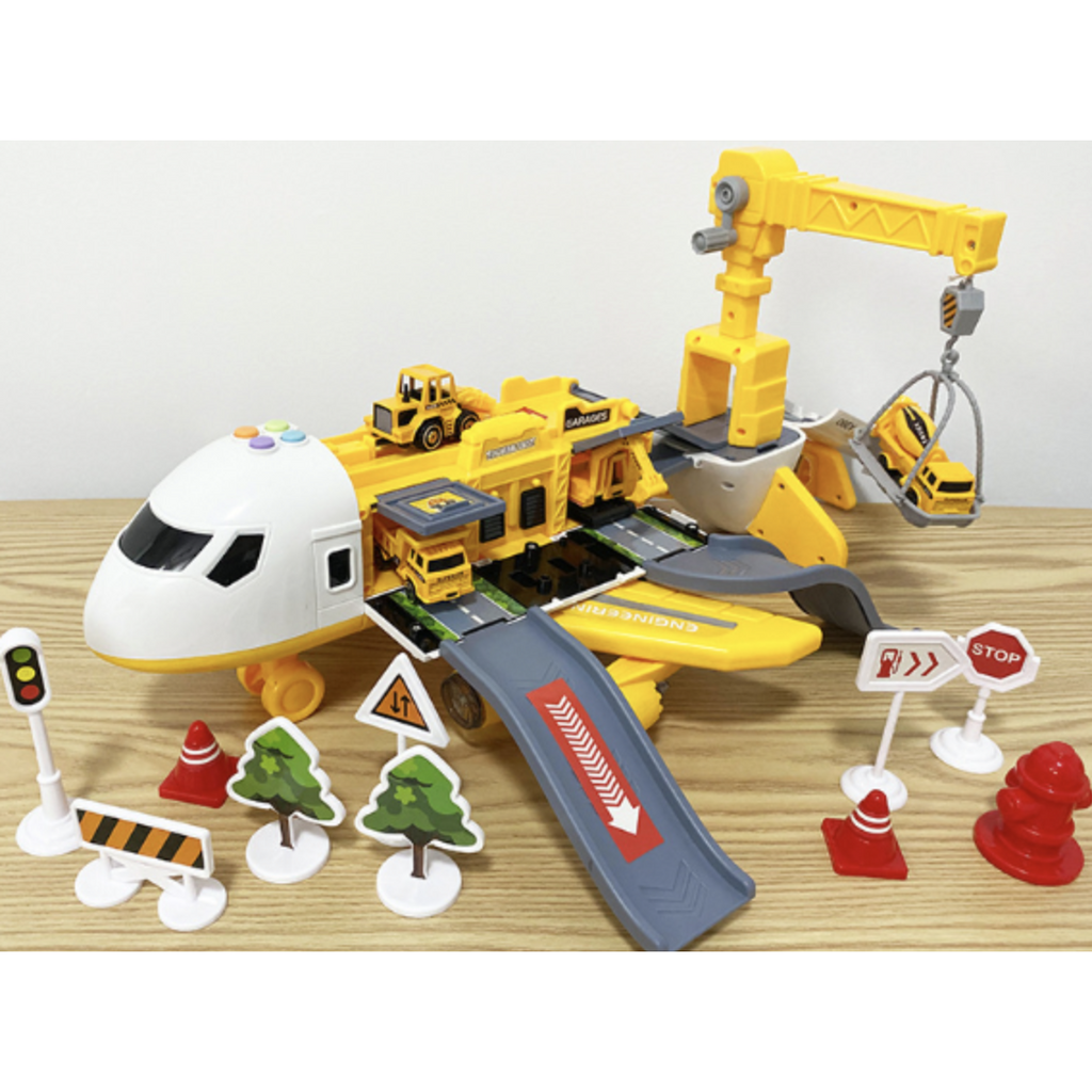 Toy Airplane Playset with Interactive Lights Sounds and Die-Cast Vehicles - Image 12