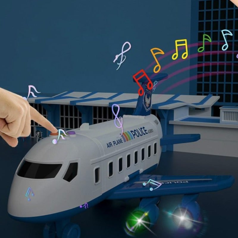 Toy Airplane Playset with Interactive Lights Sounds and Die-Cast Vehicles - Image 4