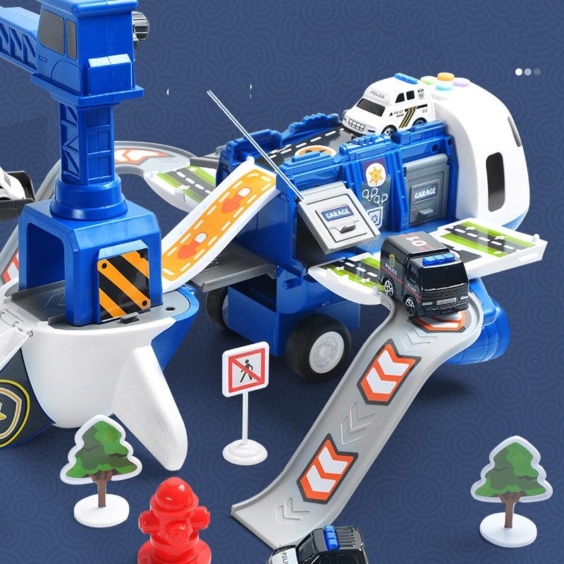 Toy Airplane Playset with Interactive Lights Sounds and Die-Cast Vehicles - Image 6