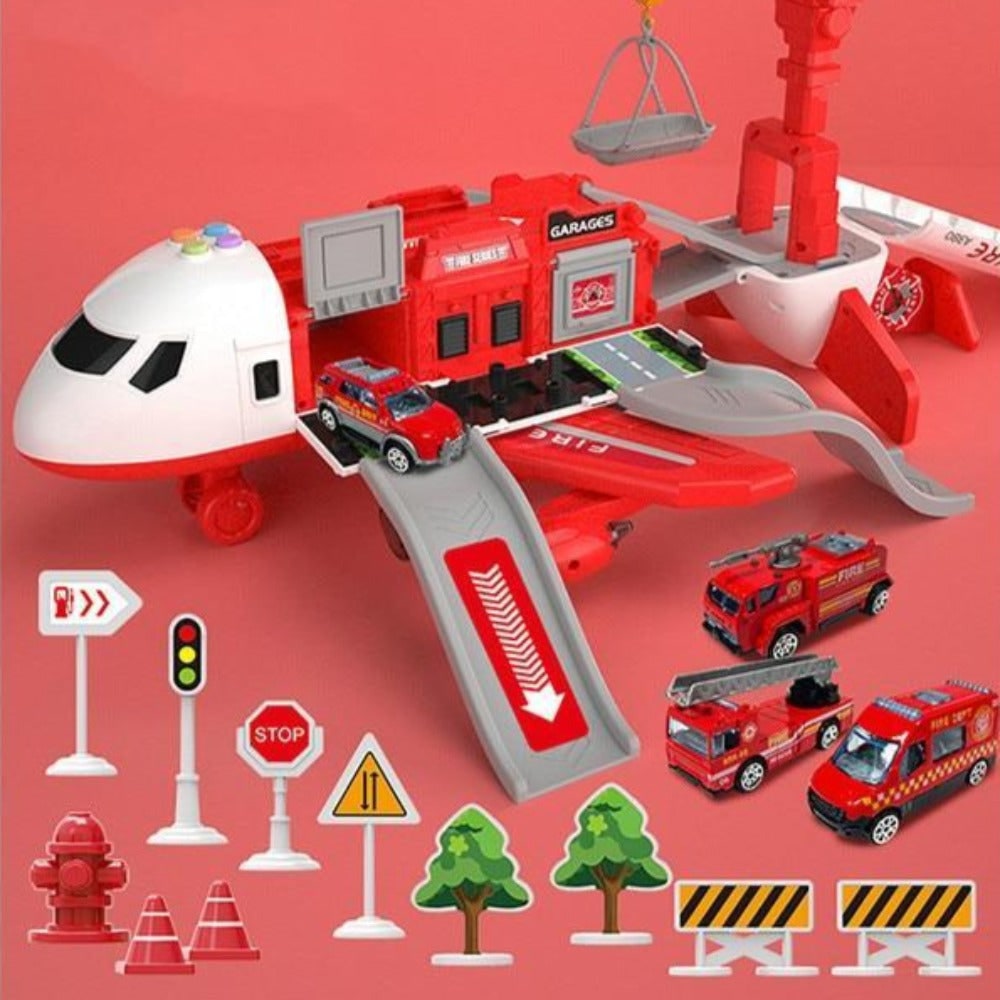 Toy Airplane Playset with Interactive Lights Sounds and Die-Cast Vehicles - Image 9