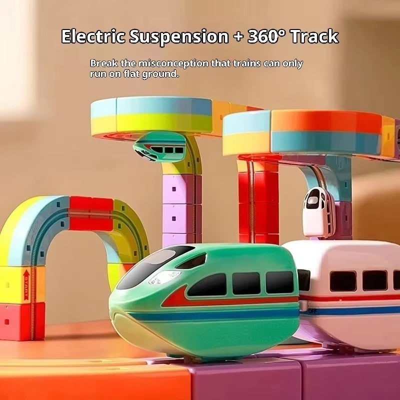 Toy Train Set Electric Building Block Track Rechargeable USB Magnetic - Image 2