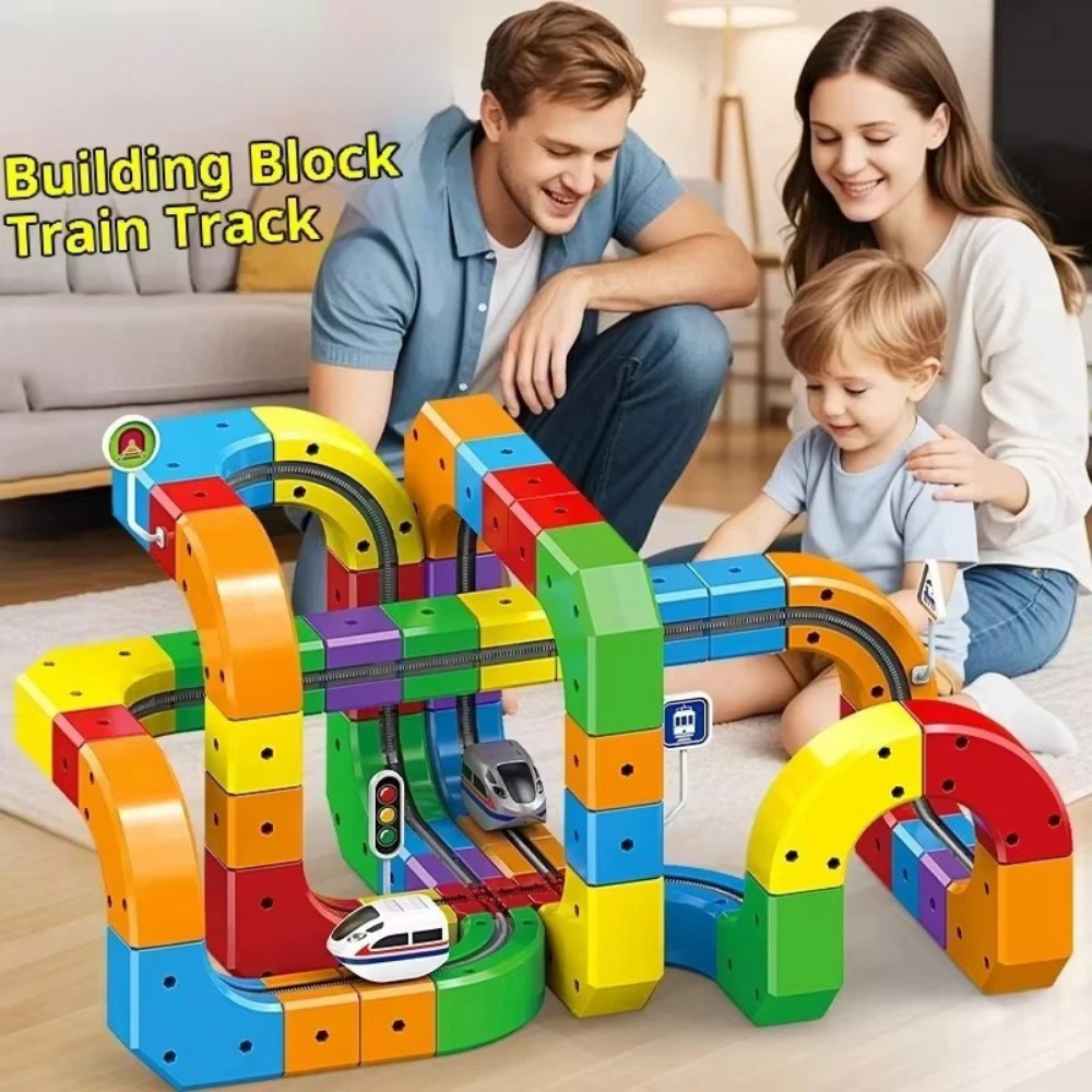Toy Train Set Electric Building Block Track Rechargeable USB Magnetic - Image 4