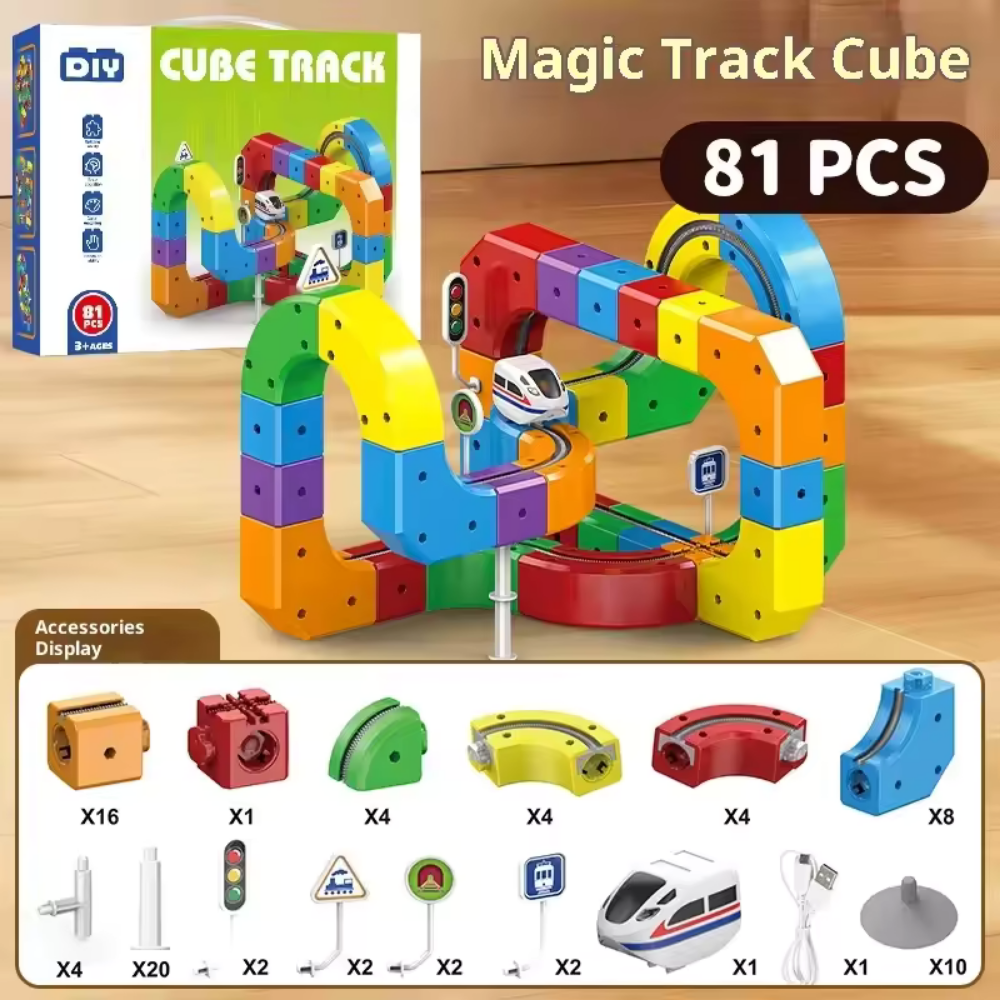 Toy Train Set Electric Building Block Track Rechargeable USB Magnetic - Image 5