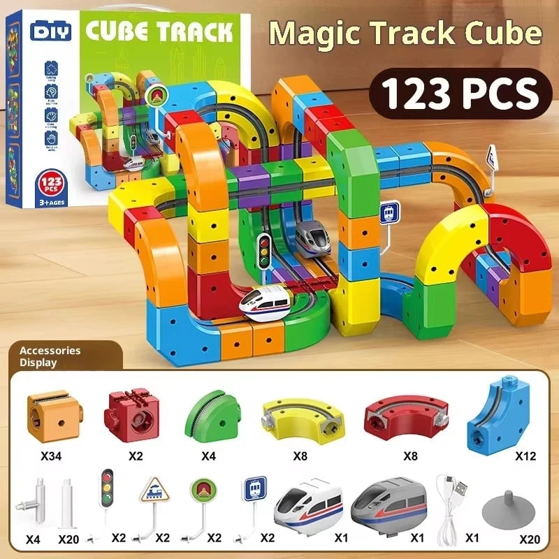 Toy Train Set Electric Building Block Track Rechargeable USB Magnetic - Image 6