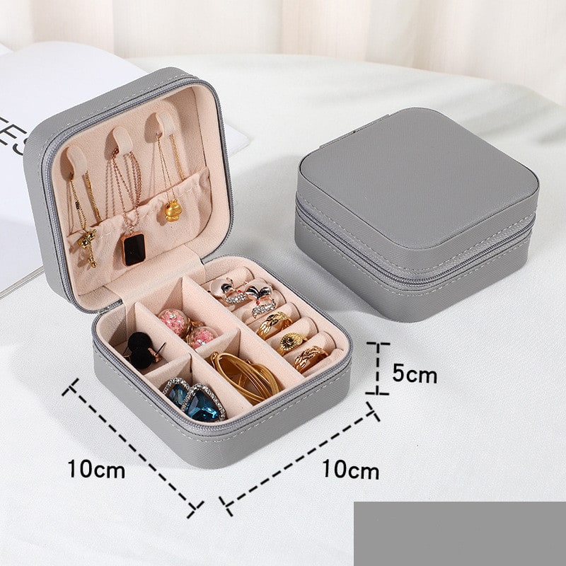 Travel Jewelry Organizer Case with Storage Box Compact Closure and Padded Ring Rolls - Image 1