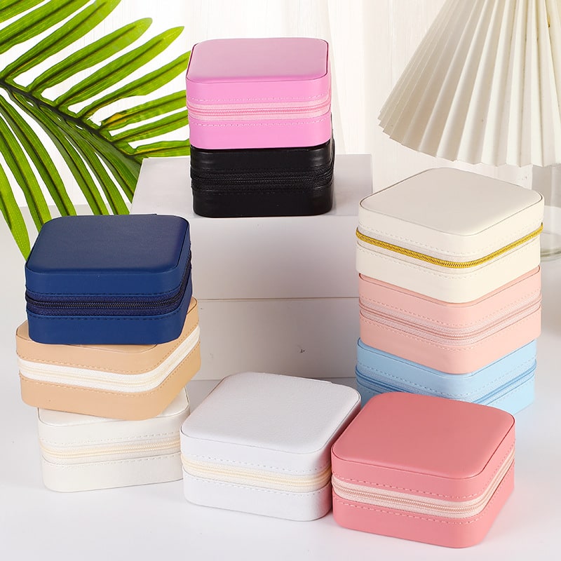 Travel Jewelry Organizer Case with Storage Box Compact Closure and Padded Ring Rolls - Image 3