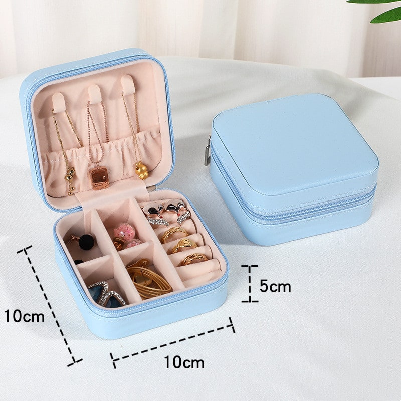 Travel Jewelry Organizer Case with Storage Box Compact Closure and Padded Ring Rolls - Image 6