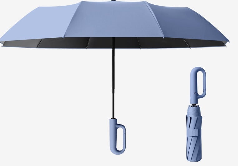 Travel Umbrella Folding Portable Compact Automatic Carabiner Clip Handle Uv Protection - Image 1