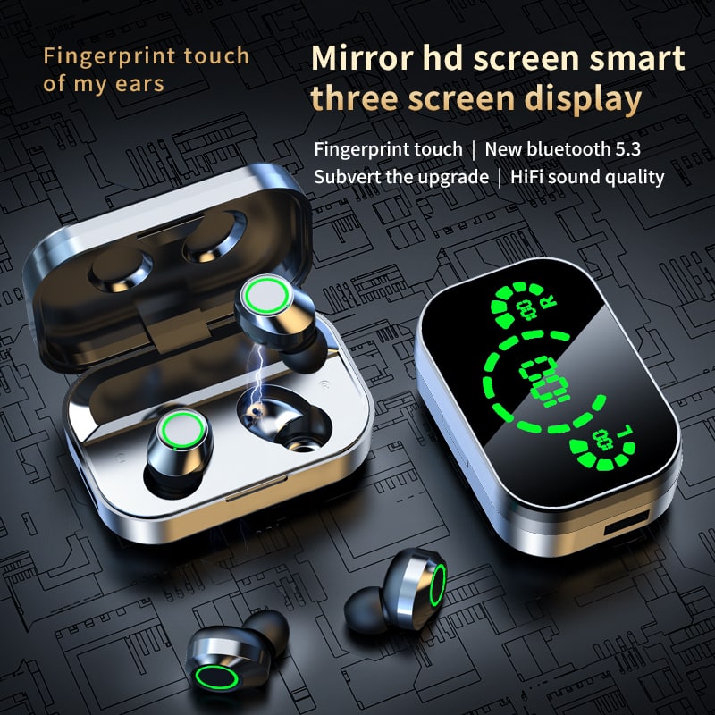 True Wireless Earbuds with Digital Display Charging Case and Bluetooth 5.3 - Image 2