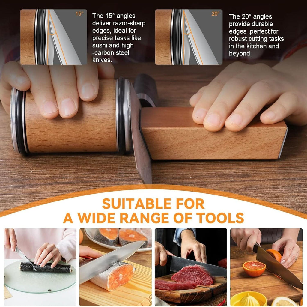 Tumbler Rolling Knife Sharpener Magnetic Angle Guide Wood Portable Diamond - Image 5