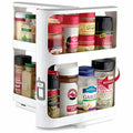 Two-Tier Rotating Spice Rack Organizer for Kitchen Cabinet with Pull-Out Sliding Base - Image 2
