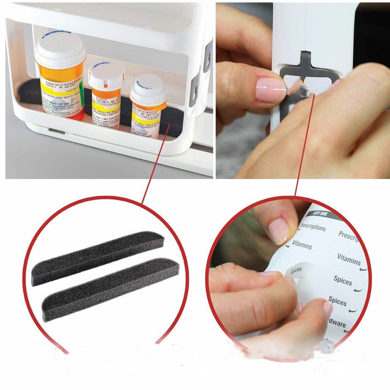 Two-Tier Rotating Spice Rack Organizer for Kitchen Cabinet with Pull-Out Sliding Base - Image 4