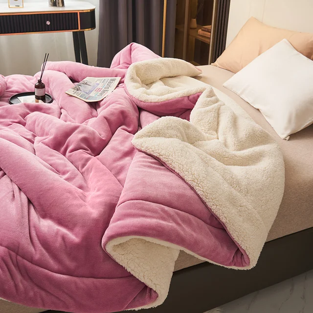 Ultra Plush Throw Blanket with Soft Faux Fur and Sherpa Fleece Quilted Flannel Bed - Image 10