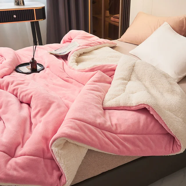 Ultra Plush Throw Blanket with Soft Faux Fur and Sherpa Fleece Quilted Flannel Bed - Image 11
