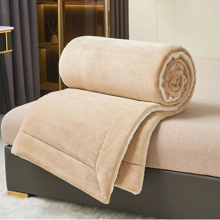 Ultra Plush Throw Blanket with Soft Faux Fur and Sherpa Fleece Quilted Flannel Bed - Image 14