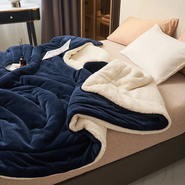 Ultra Plush Throw Blanket with Soft Faux Fur and Sherpa Fleece Quilted Flannel Bed - Image 3