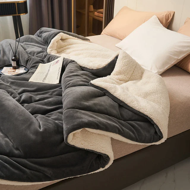 Ultra Plush Throw Blanket with Soft Faux Fur and Sherpa Fleece Quilted Flannel Bed - Image 7