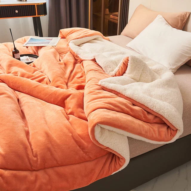 Ultra Plush Throw Blanket with Soft Faux Fur and Sherpa Fleece Quilted Flannel Bed - Image 8