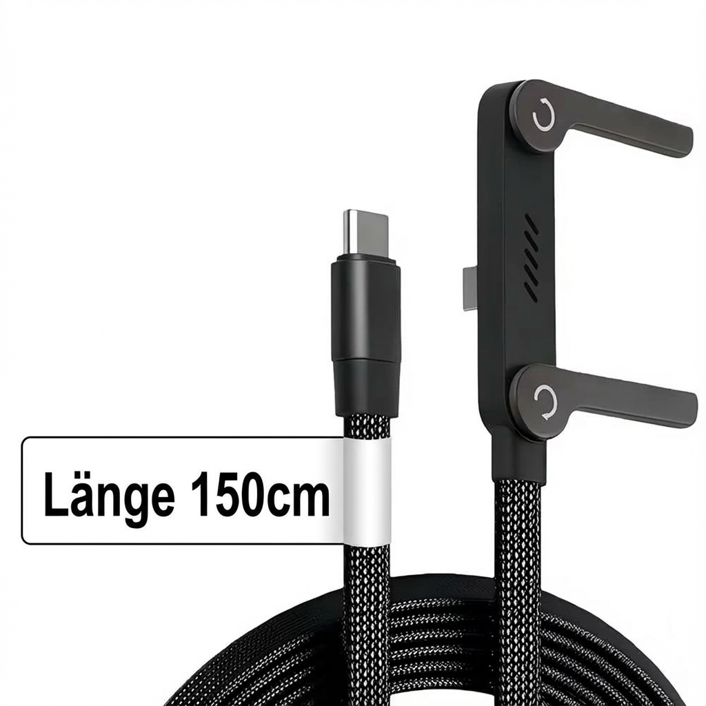 Usb-C Charging Cable with Integrated Folding Phone Stand and Braided Nylon Design - Image 4