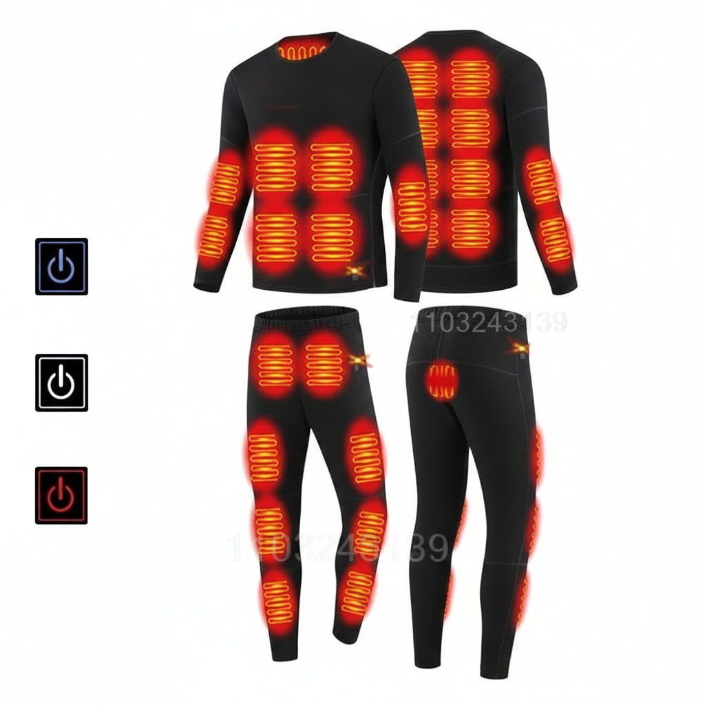 USB Heated Long Johns Thermal Underwear Set with Multiple Heating Zones for Cold Weather - Image 3