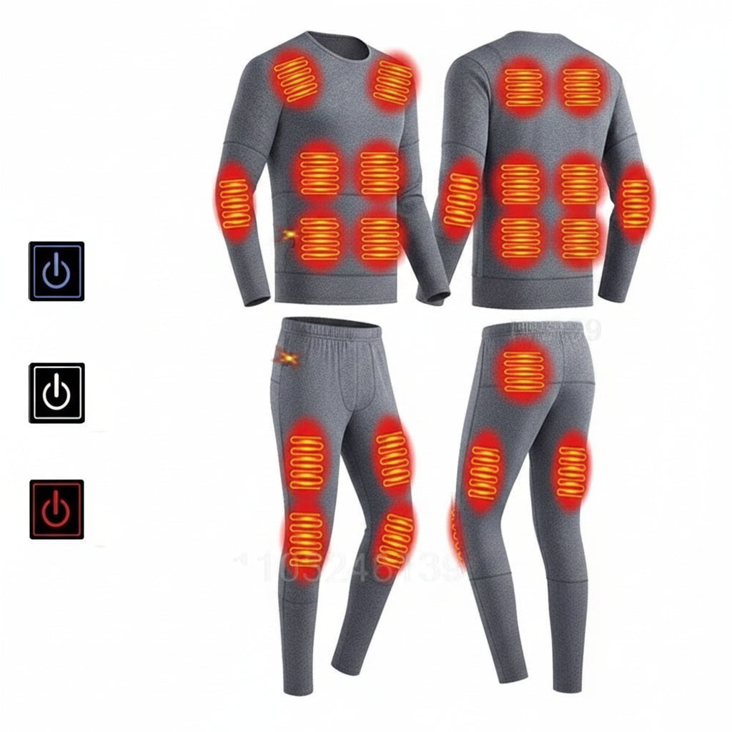 USB Heated Long Johns Thermal Underwear Set with Multiple Heating Zones for Cold Weather - Image 4