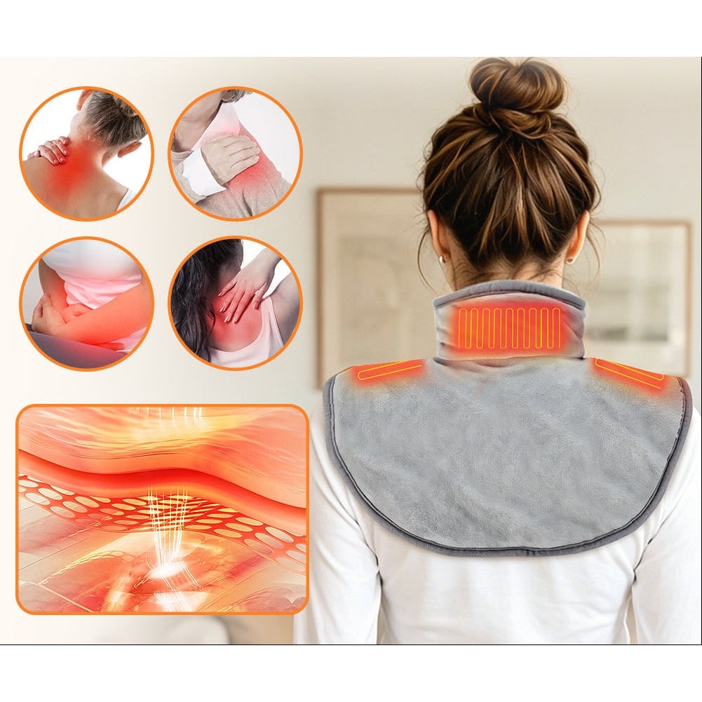 USB Neck and Shoulder Heating Pad with Fleece Collar and Zipper Closure - Image 5