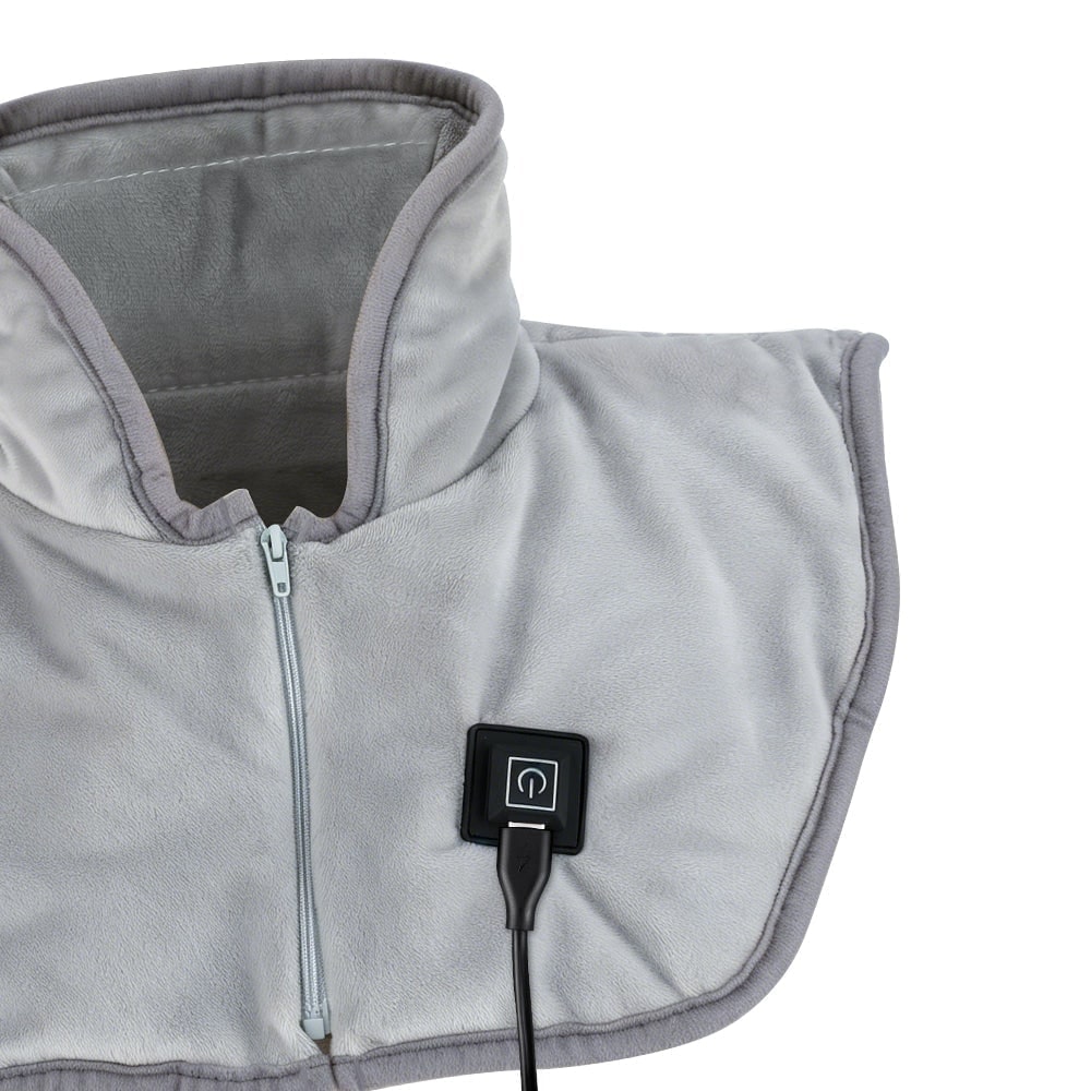 USB Neck and Shoulder Heating Pad with Fleece Collar and Zipper Closure - Image 9