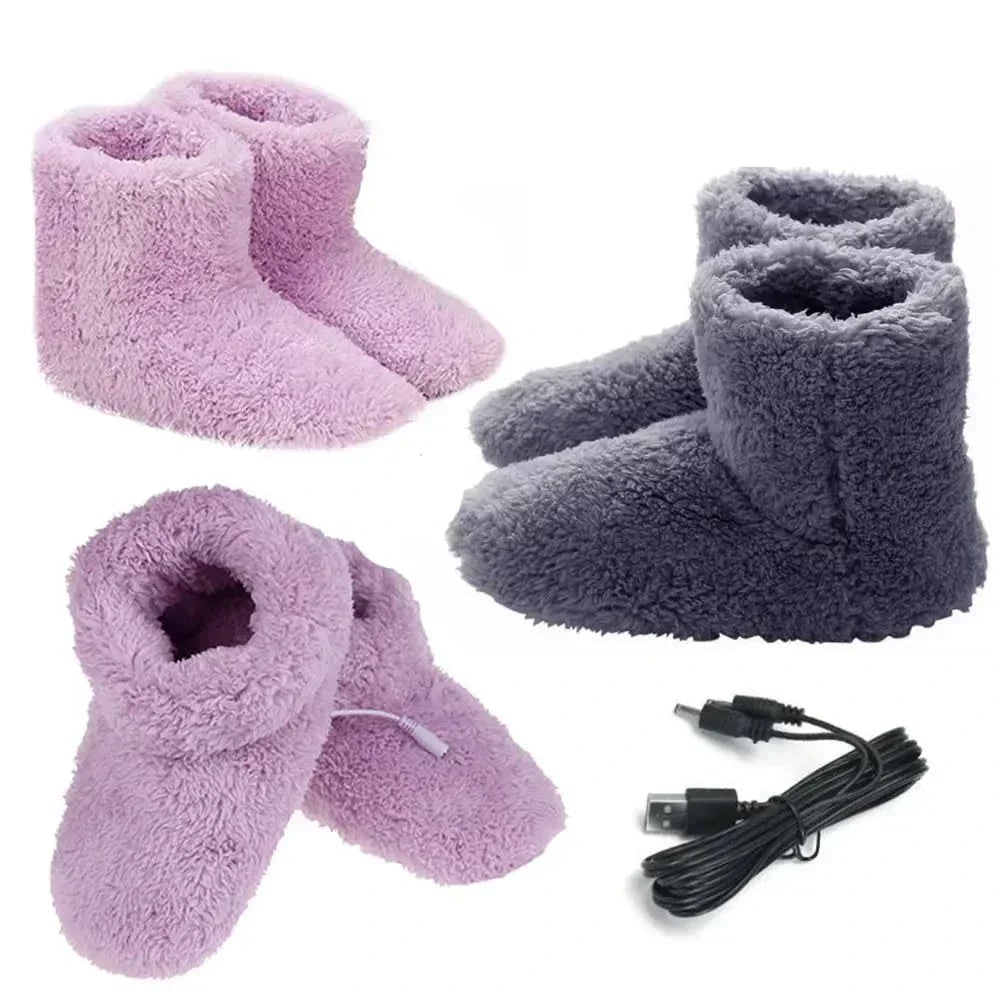 USB Powered Heated Boot House Slippers with Plush Fleece Lining - Image 2