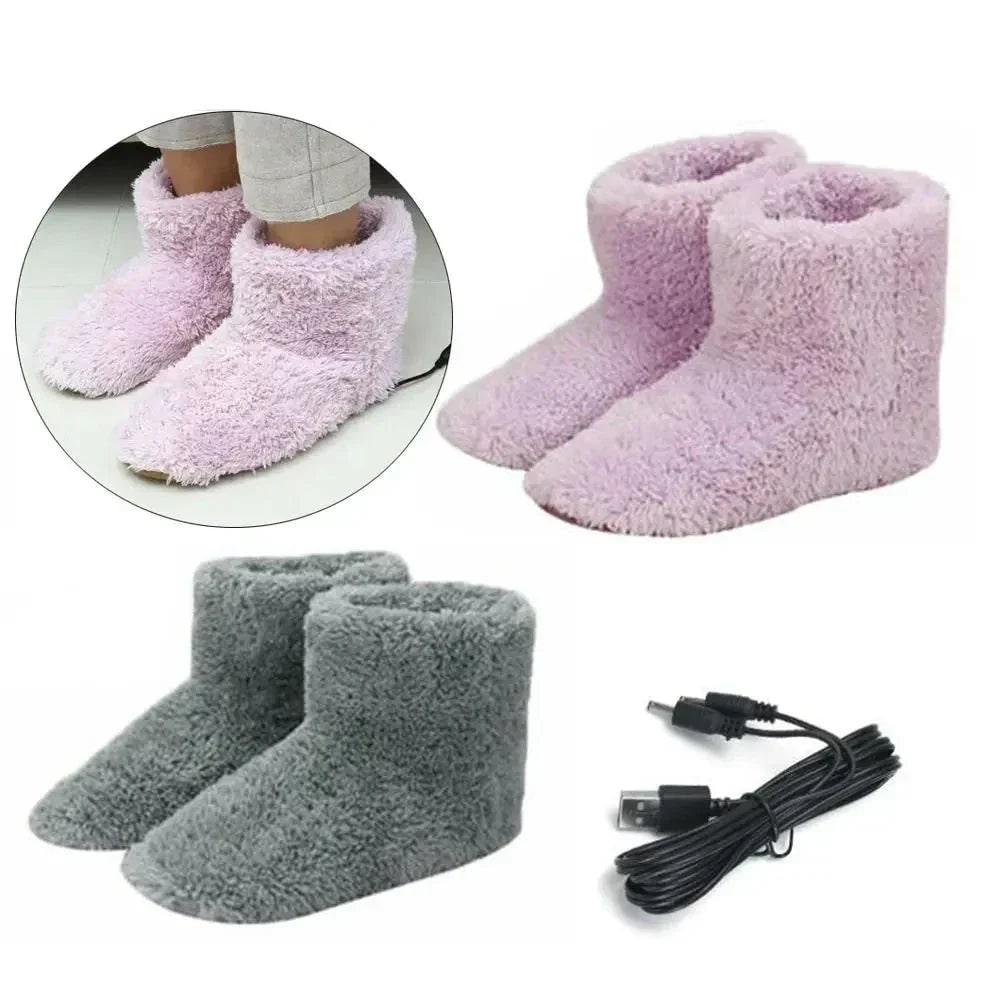 USB Powered Heated Boot House Slippers with Plush Fleece Lining - Image 3