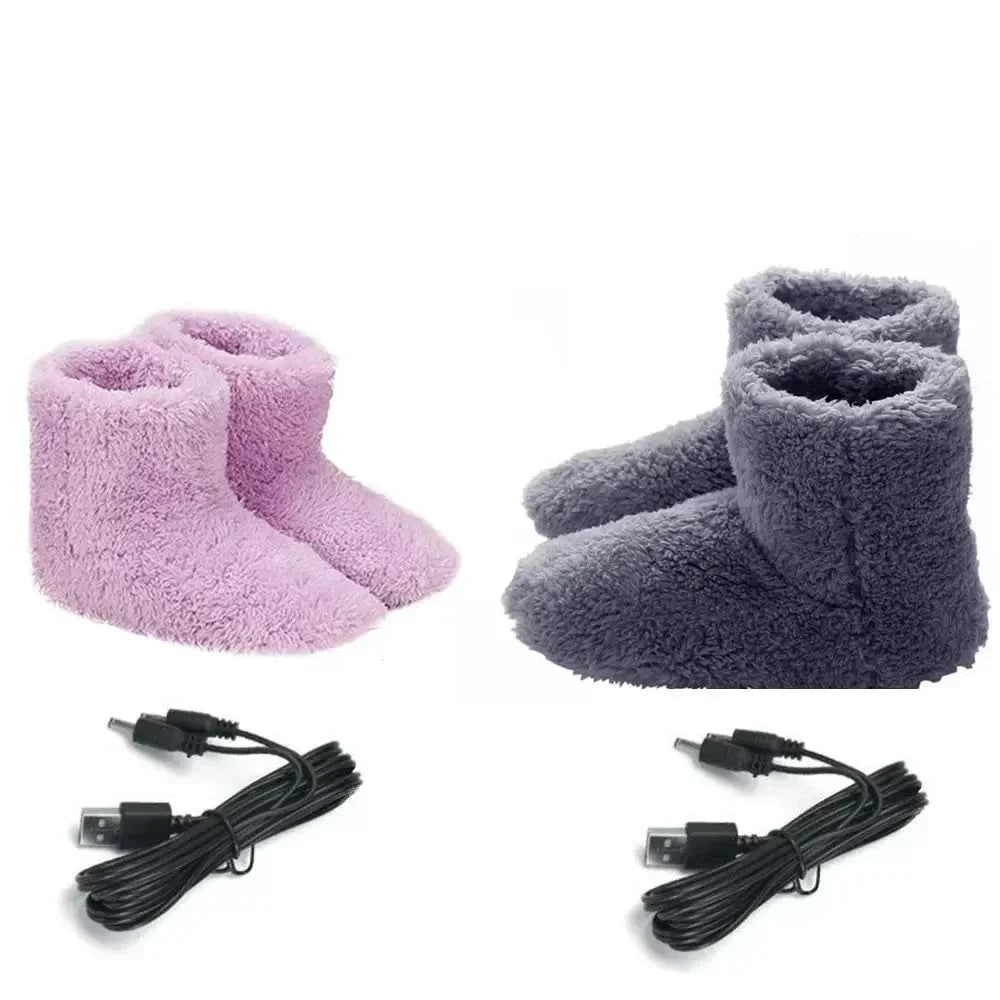 USB Powered Heated Boot House Slippers with Plush Fleece Lining - Image 4
