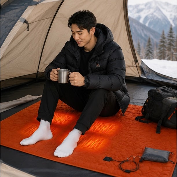 USB Powered Heated Camping Sleeping Pad with Multiple Heating Zones and Quilted Fabric - Image 12