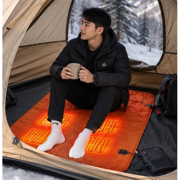 USB Powered Heated Camping Sleeping Pad with Multiple Heating Zones and Quilted Fabric - Image 8