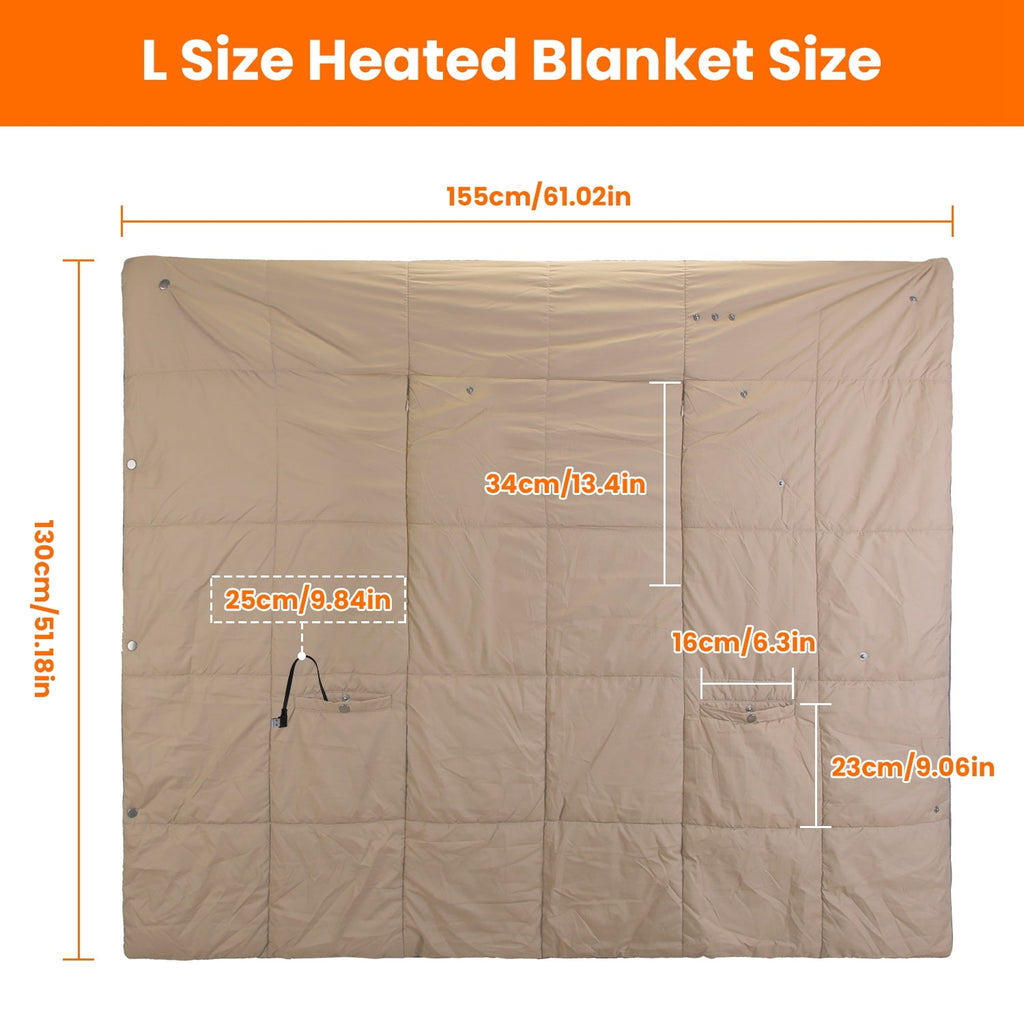 USB Wearable Heated Blanket with Zipper Armholes Dual Controls and 6 Heating Zones - Image 1