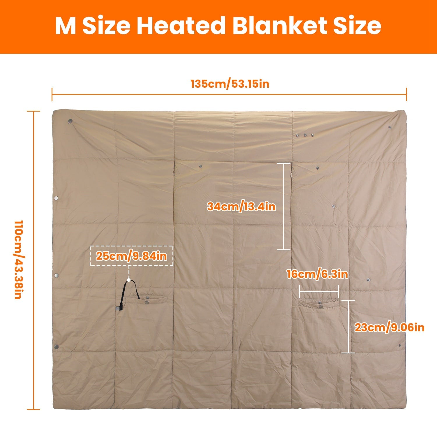 USB Wearable Heated Blanket with Zipper Armholes Dual Controls and 6 Heating Zones - Image 7