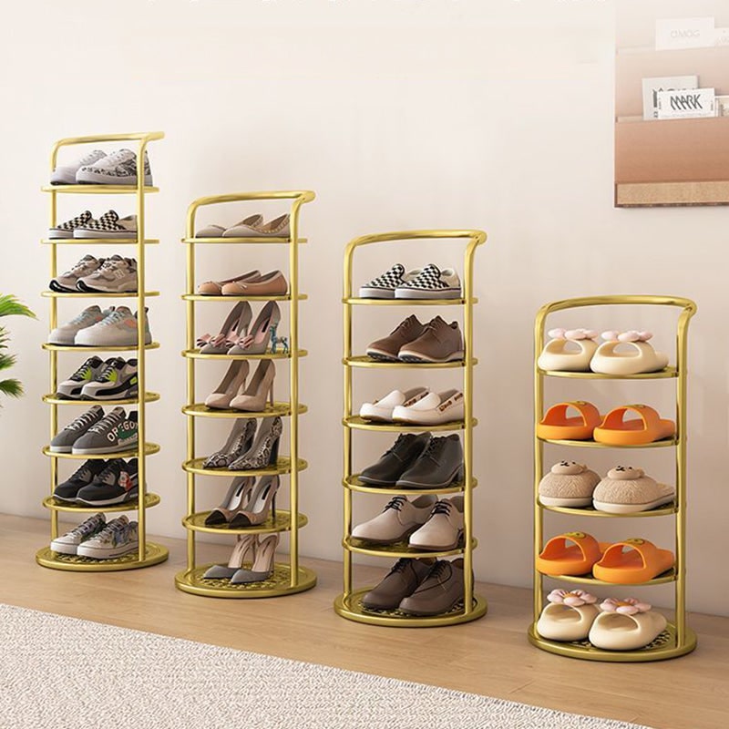 Vertical Shoe Rack and Storage with Metal Frame Freestanding Multi-Tier Round Shelves - Image 10