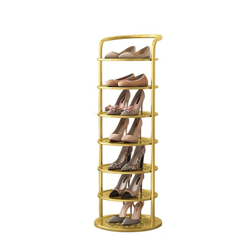 Vertical Shoe Rack and Storage with Metal Frame Freestanding Multi-Tier Round Shelves - Image 18