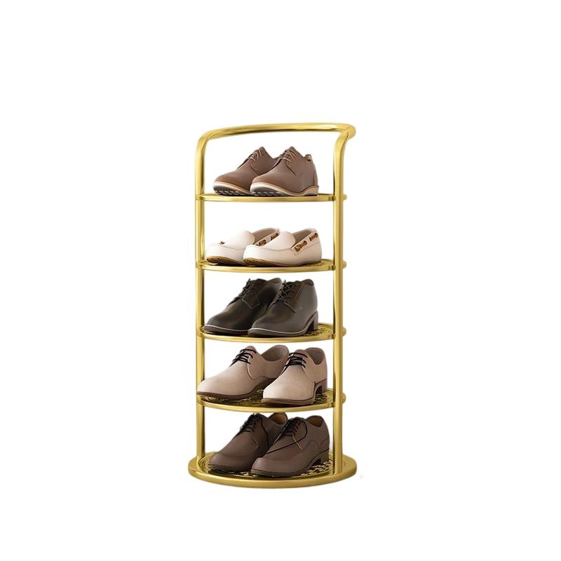 Vertical Shoe Rack and Storage with Metal Frame Freestanding Multi-Tier Round Shelves - Image 19