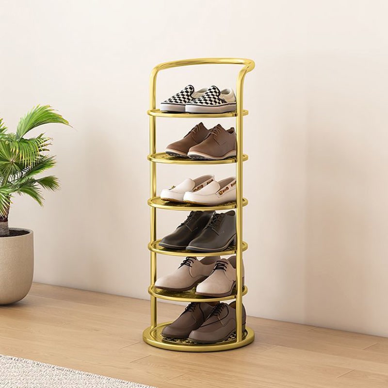 Vertical Shoe Rack and Storage with Metal Frame Freestanding Multi-Tier Round Shelves - Image 2