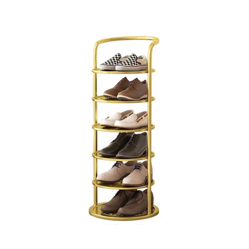 Vertical Shoe Rack and Storage with Metal Frame Freestanding Multi-Tier Round Shelves - Image 20